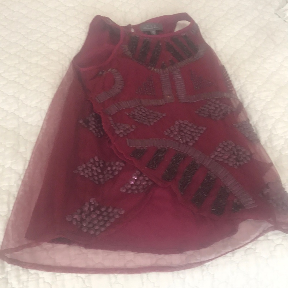 Maroon sequined top great for holidays